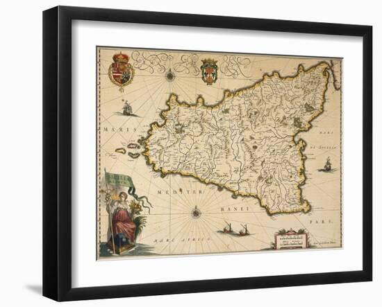 Map of Sicily-Willem Janszoon Blaeu-Framed Giclee Print