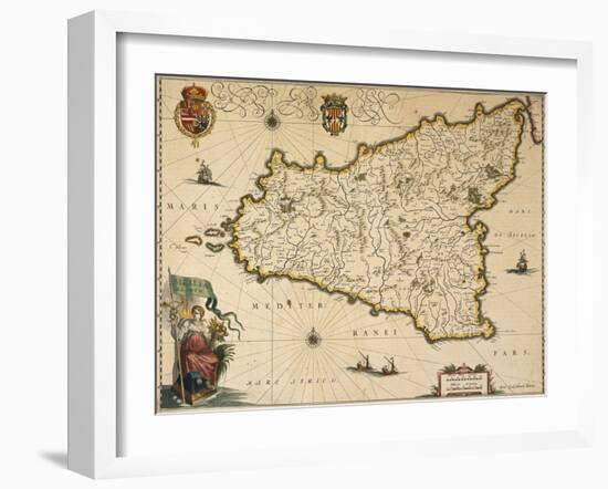 Map of Sicily-Willem Janszoon Blaeu-Framed Giclee Print