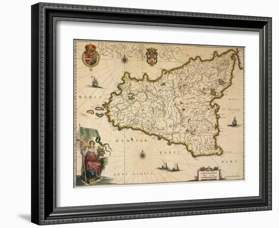 Map of Sicily-Willem Janszoon Blaeu-Framed Giclee Print