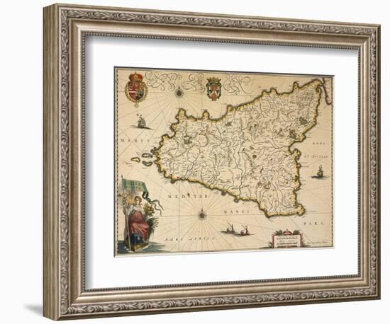 Map of Sicily-Willem Janszoon Blaeu-Framed Giclee Print