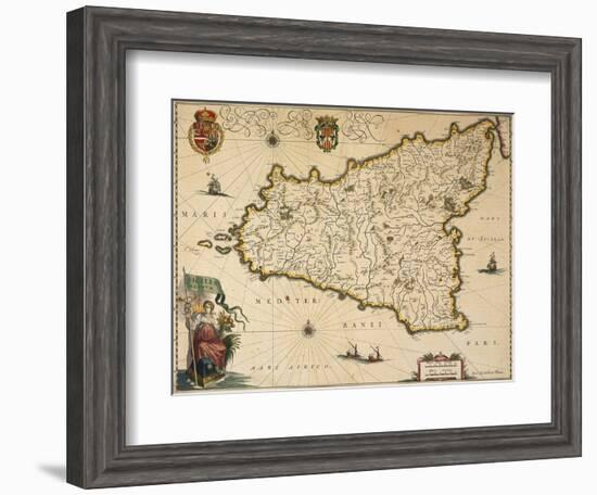 Map of Sicily-Willem Janszoon Blaeu-Framed Giclee Print