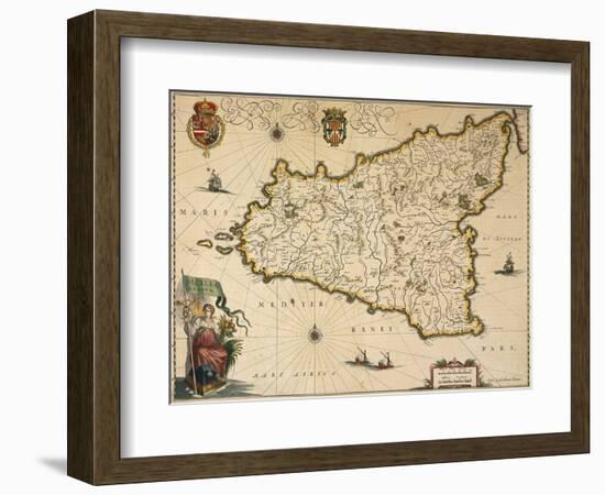 Map of Sicily-Willem Janszoon Blaeu-Framed Giclee Print