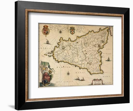 Map of Sicily-Willem Janszoon Blaeu-Framed Giclee Print