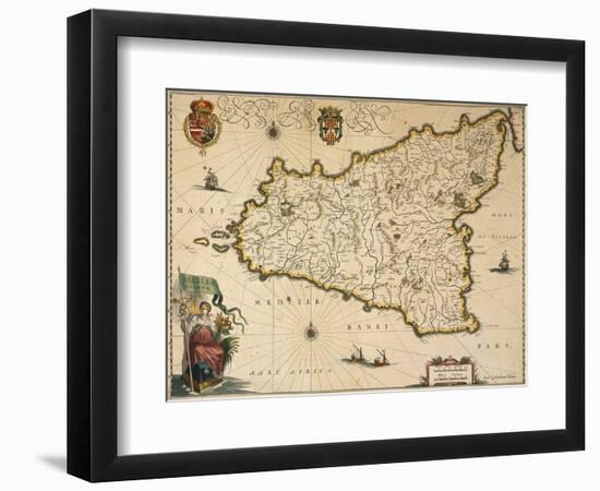 Map of Sicily-Willem Janszoon Blaeu-Framed Giclee Print