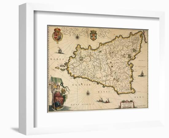 Map of Sicily-Willem Janszoon Blaeu-Framed Giclee Print