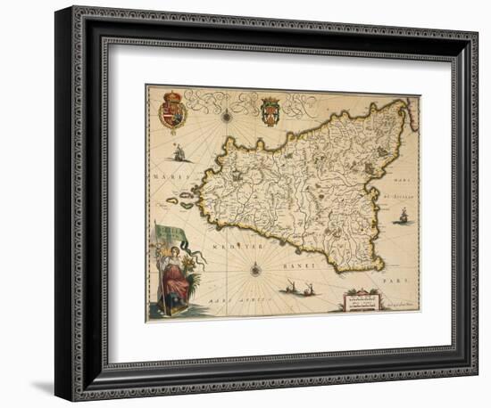 Map of Sicily-Willem Janszoon Blaeu-Framed Giclee Print