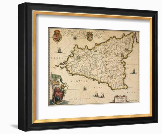 Map of Sicily-Willem Janszoon Blaeu-Framed Giclee Print