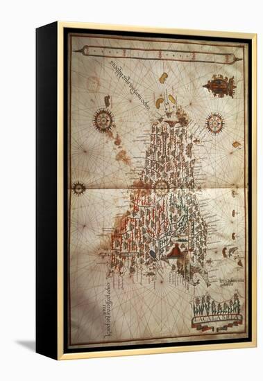 Map of Sicily-null-Framed Premier Image Canvas