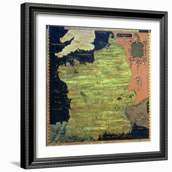 Map of Sixteenth Century France, from the "Sala Delle Carte Geografiche"-Stefano And Danti Bonsignori-Framed Giclee Print