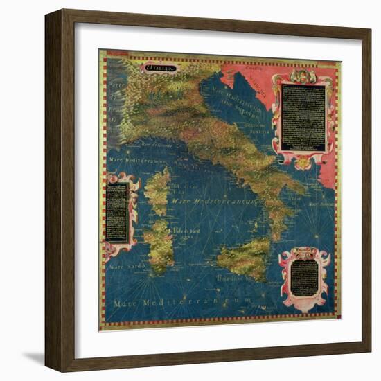 Map of Sixteenth Century Italy, from the "Sala Delle Carte Geografiche"-Stefano And Danti Bonsignori-Framed Giclee Print