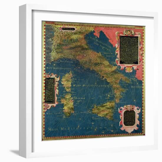 Map of Sixteenth Century Italy, from the "Sala Delle Carte Geografiche"-Stefano And Danti Bonsignori-Framed Giclee Print