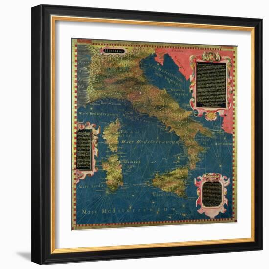 Map of Sixteenth Century Italy, from the "Sala Delle Carte Geografiche"-Stefano And Danti Bonsignori-Framed Giclee Print