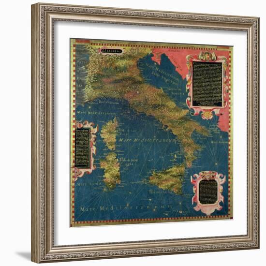 Map of Sixteenth Century Italy, from the "Sala Delle Carte Geografiche"-Stefano And Danti Bonsignori-Framed Giclee Print