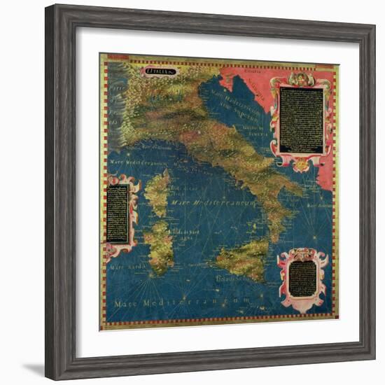 Map of Sixteenth Century Italy, from the "Sala Delle Carte Geografiche"-Stefano And Danti Bonsignori-Framed Giclee Print