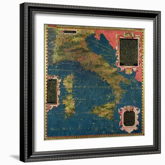 Map of Sixteenth Century Italy, from the "Sala Delle Carte Geografiche"-Stefano And Danti Bonsignori-Framed Giclee Print