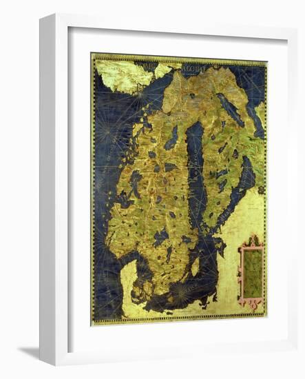 Map of Sixteenth Century Scandinavia, from the "Sala Delle Carte Geografiche"-Stefano And Danti Bonsignori-Framed Giclee Print