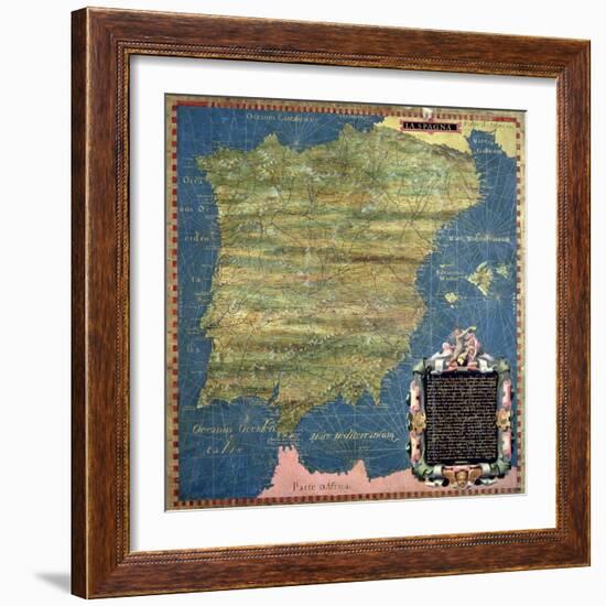 Map of Sixteenth Century Spain, from the "Sala Delle Carte Geografiche" 1575-Stefano Bonsignori-Framed Giclee Print