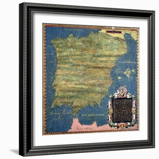 Map of Sixteenth Century Spain, from the "Sala Delle Carte Geografiche" 1575-Stefano Bonsignori-Framed Giclee Print