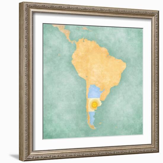 Map Of South America - Argentina (Vintage Series)-Tindo-Framed Art Print