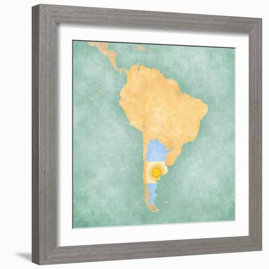 Map Of South America - Argentina (Vintage Series)-Tindo-Framed Art Print