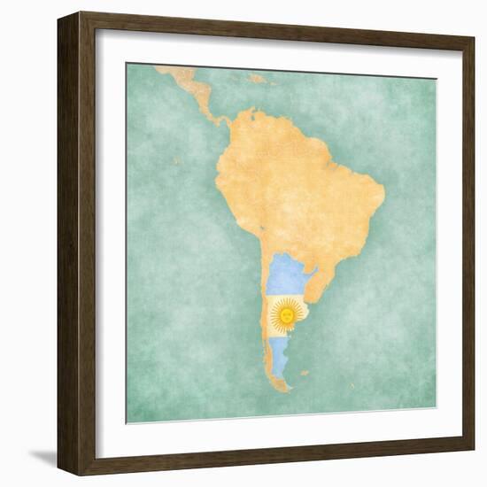 Map Of South America - Argentina (Vintage Series)-Tindo-Framed Art Print