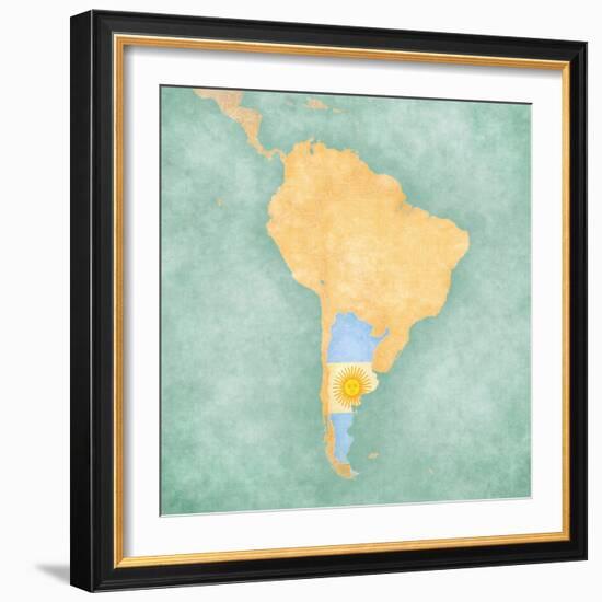 Map Of South America - Argentina (Vintage Series)-Tindo-Framed Art Print