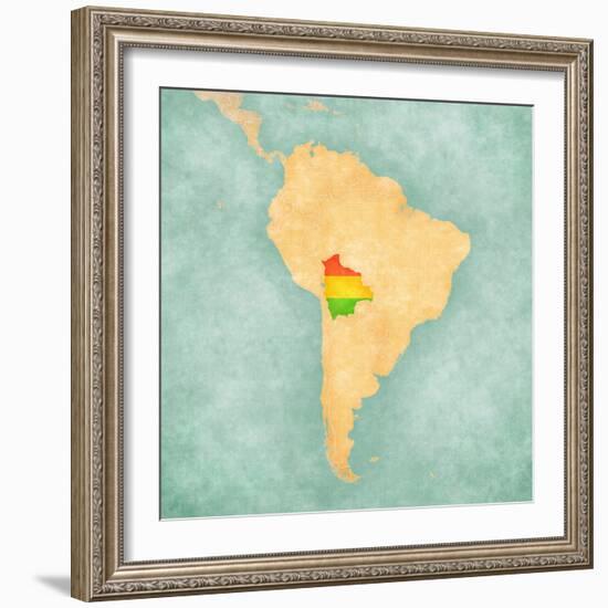 Map Of South America - Bolivia (Vintage Series)-Tindo-Framed Premium Giclee Print