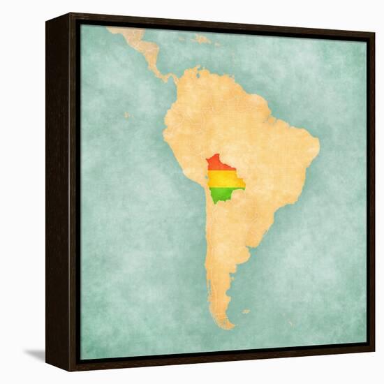 Map Of South America - Bolivia (Vintage Series)-Tindo-Framed Stretched Canvas