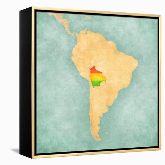 Map Of South America - Bolivia (Vintage Series)-Tindo-Framed Stretched Canvas