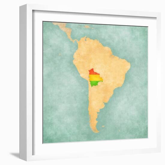 Map Of South America - Bolivia (Vintage Series)-Tindo-Framed Art Print