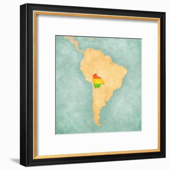 Map Of South America - Bolivia (Vintage Series)-Tindo-Framed Art Print