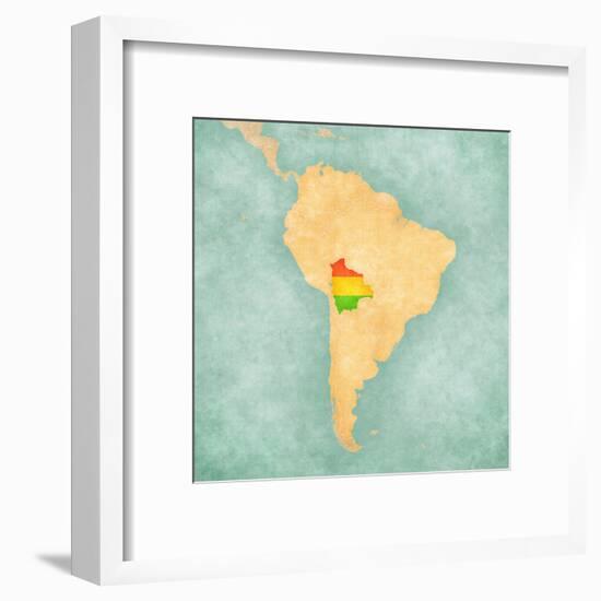 Map Of South America - Bolivia (Vintage Series)-Tindo-Framed Art Print