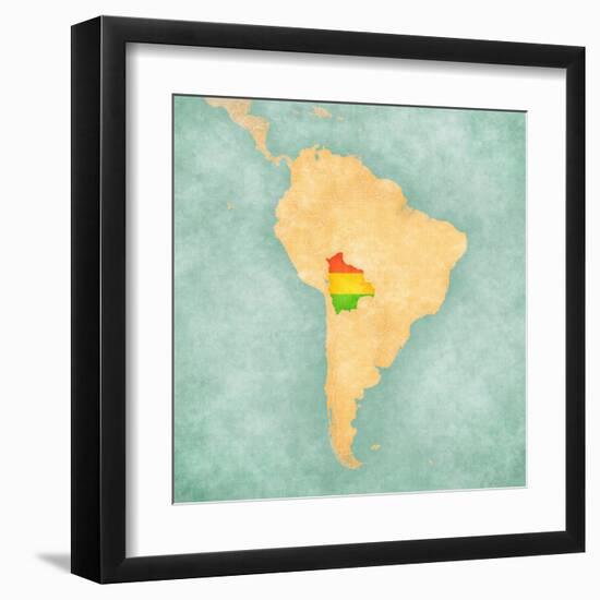 Map Of South America - Bolivia (Vintage Series)-Tindo-Framed Art Print