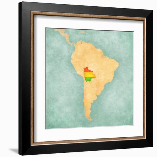 Map Of South America - Bolivia (Vintage Series)-Tindo-Framed Art Print