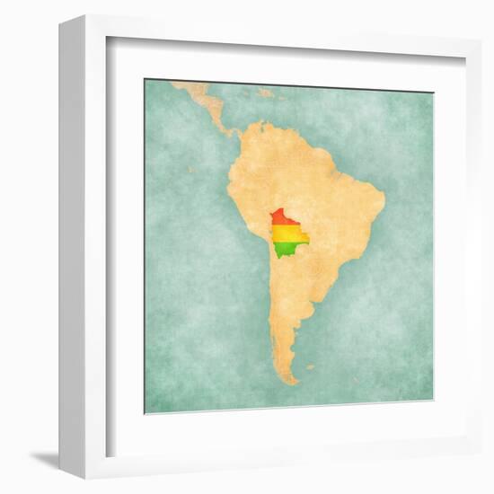 Map Of South America - Bolivia (Vintage Series)-Tindo-Framed Art Print