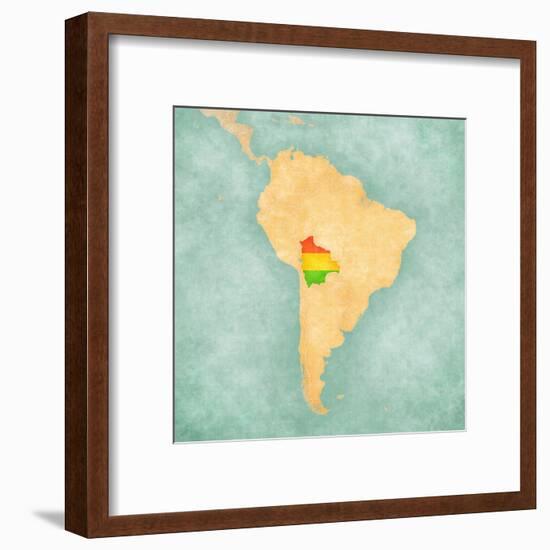 Map Of South America - Bolivia (Vintage Series)-Tindo-Framed Art Print