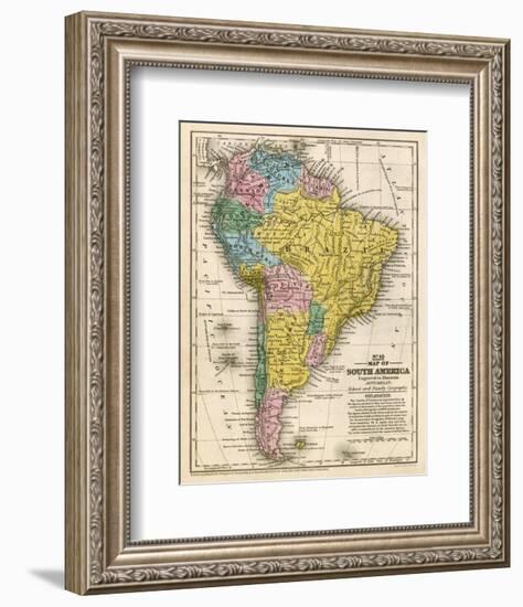 Map of South America, c.1839-Samuel Augustus Mitchell-Framed Art Print