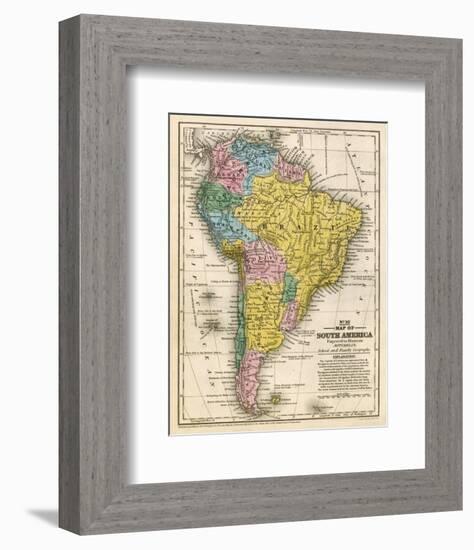 Map of South America, c.1839-Samuel Augustus Mitchell-Framed Art Print