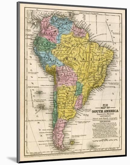 Map of South America, c.1839-Samuel Augustus Mitchell-Mounted Art Print