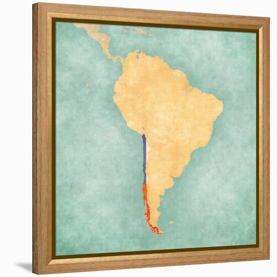Map Of South America - Chile (Vintage Series)-Tindo-Framed Stretched Canvas