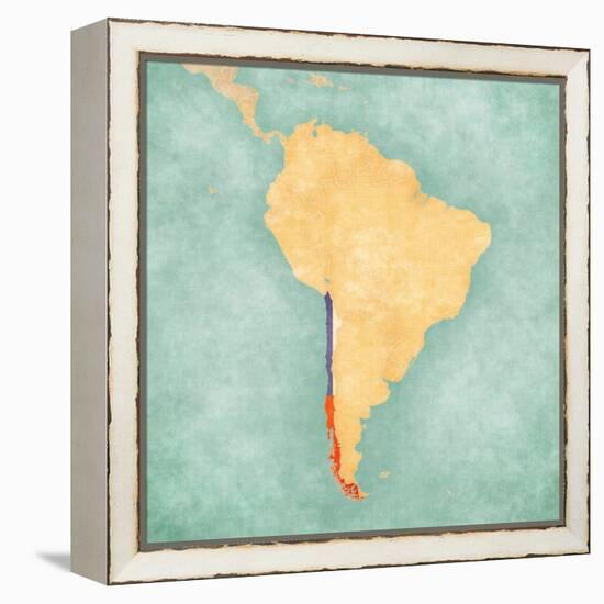 Map Of South America - Chile (Vintage Series)-Tindo-Framed Stretched Canvas