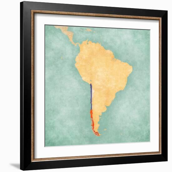 Map Of South America - Chile (Vintage Series)-Tindo-Framed Art Print