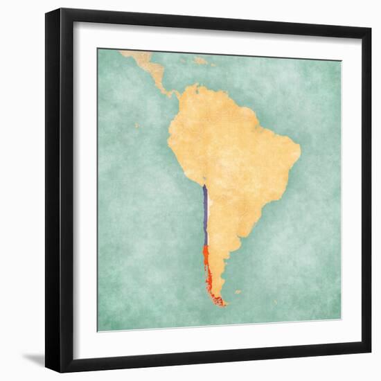 Map Of South America - Chile (Vintage Series)-Tindo-Framed Art Print