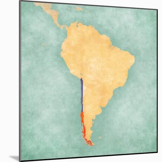 Map Of South America - Chile (Vintage Series)-Tindo-Mounted Art Print