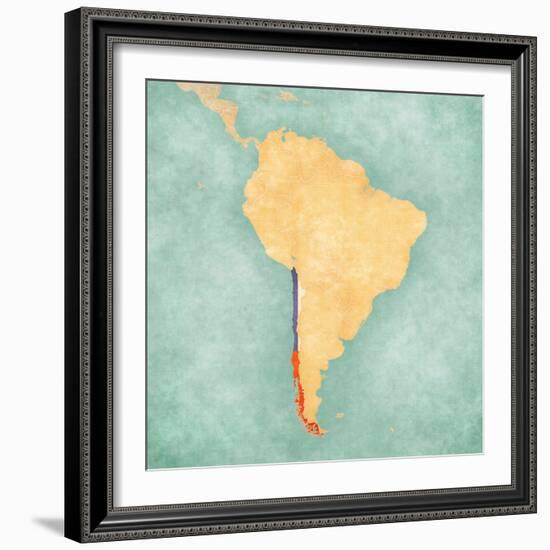 Map Of South America - Chile (Vintage Series)-Tindo-Framed Art Print
