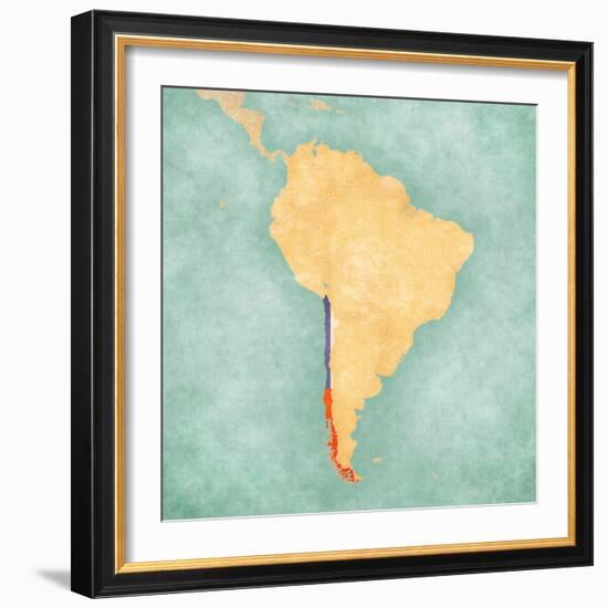 Map Of South America - Chile (Vintage Series)-Tindo-Framed Art Print