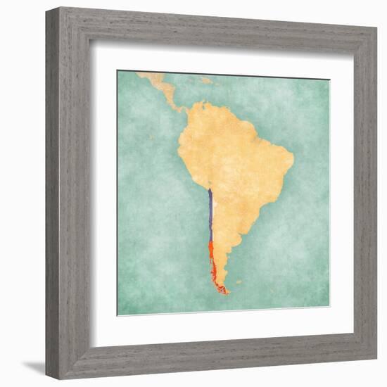 Map Of South America - Chile (Vintage Series)-Tindo-Framed Art Print