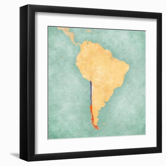 Map Of South America - Chile (Vintage Series)-Tindo-Framed Art Print