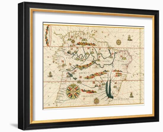 Map of South America from the Spanish Atlas Executed at Messina in 1582 by Joan Martines-null-Framed Giclee Print