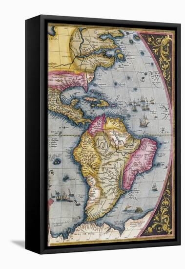 Map of South America, from Theatrum Orbis Terrarum, 1570-Abraham Ortelius-Framed Premier Image Canvas